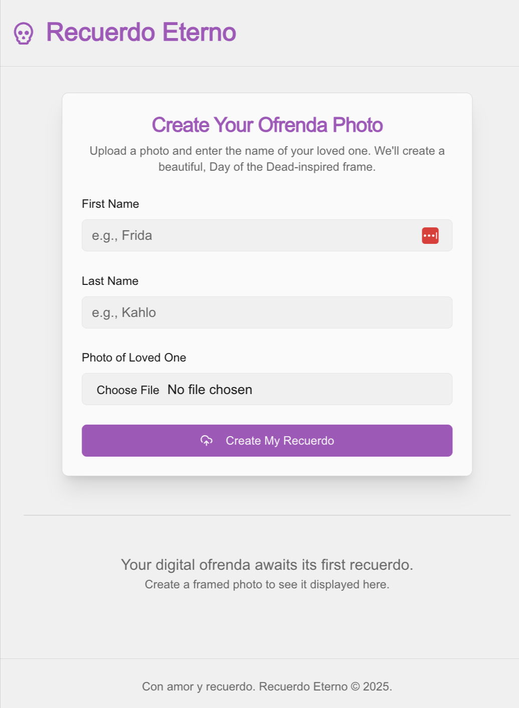 Original single-page form